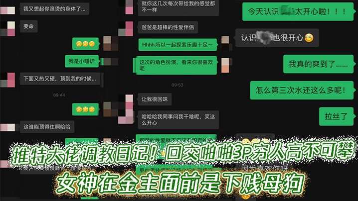 推特大佬调教日记！口交啪啪3P穷人高不可攀的女神在金主面前是下贱母狗的封面图